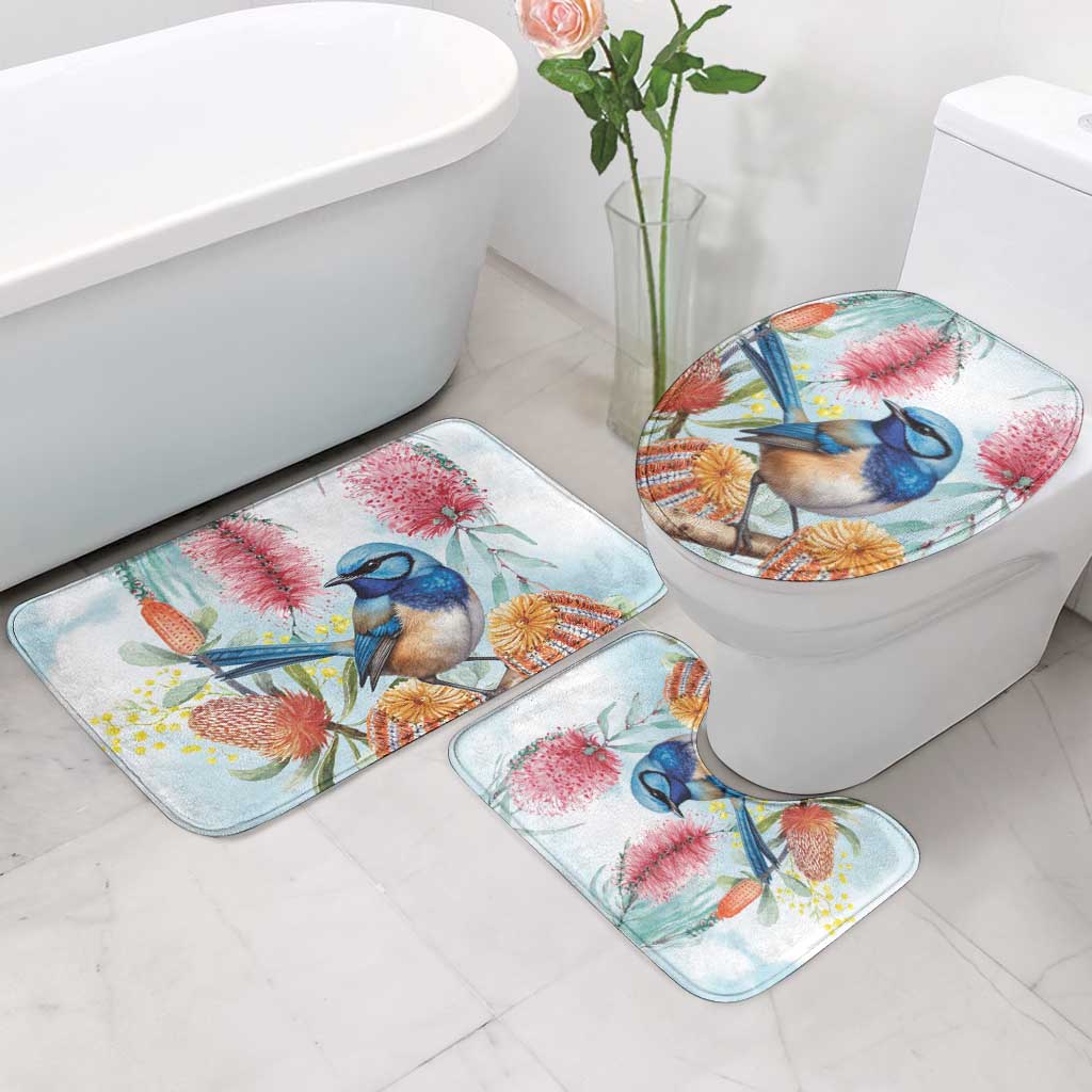Splendid Fairy-wren Australia Bathroom Set Aussie National Flowers - Watercolor Style - Aussie Hoodie