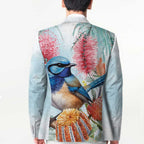 Splendid Fairy-wren Australia Blazer Aussie National Flowers - Watercolor Style - Aussie Hoodie