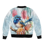Splendid Fairy-wren Australia Bomber Jacket Aussie National Flowers - Watercolor Style
