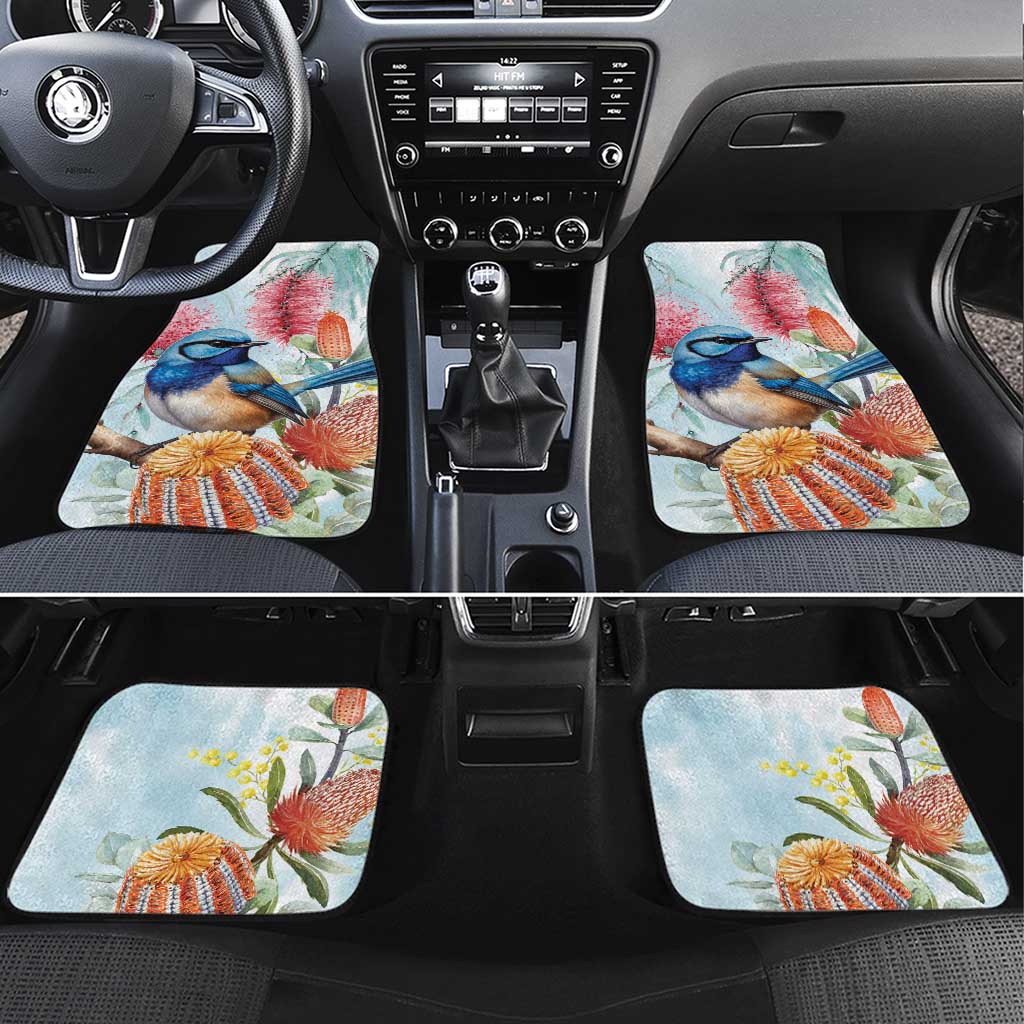 Splendid Fairy-wren Australia Car Mats Aussie National Flowers - Watercolor Style