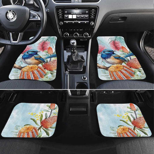 Splendid Fairy-wren Australia Car Mats Aussie National Flowers - Watercolor Style