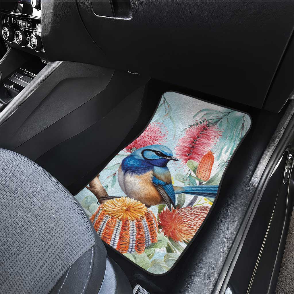 Splendid Fairy-wren Australia Car Mats Aussie National Flowers - Watercolor Style