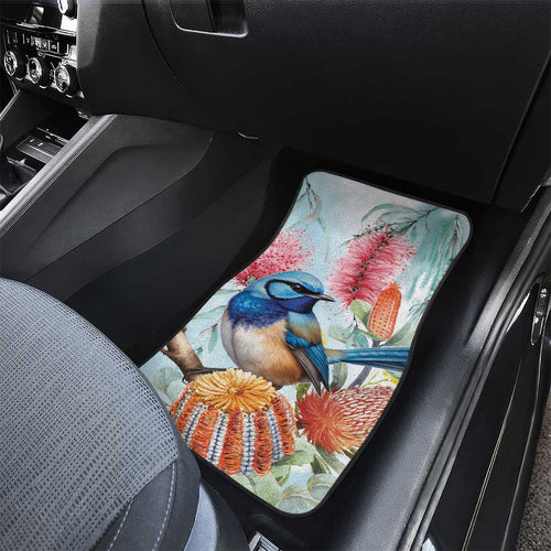 Splendid Fairy-wren Australia Car Mats Aussie National Flowers - Watercolor Style