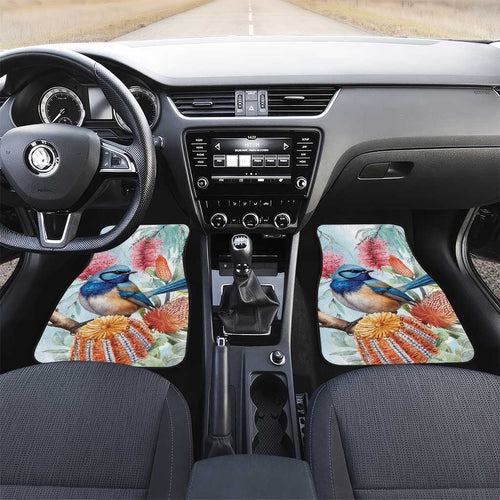 Splendid Fairy-wren Australia Car Mats Aussie National Flowers - Watercolor Style