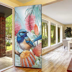 Splendid Fairy-wren Australia Door Cover Aussie National Flowers - Watercolor Style - Aussie Hoodie