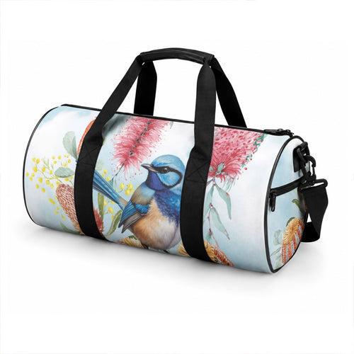 Splendid Fairy-wren Australia Duffle Bag Aussie National Flowers - Watercolor Style