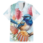 Splendid Fairy-wren Australia Family Matching Summer Maxi Dress and Hawaiian Shirt Aussie National Flowers - Watercolor Style