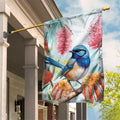 Splendid Fairy-wren Australia Garden Flag Aussie National Flowers - Watercolor Style
