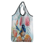 Splendid Fairy-wren Australia Grocery Bag Aussie National Flowers - Watercolor Style