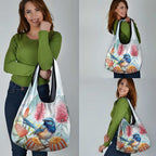 Splendid Fairy-wren Australia Grocery Bag Aussie National Flowers - Watercolor Style