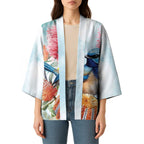 Splendid Fairy-wren Australia Kimono Aussie National Flowers - Watercolor Style - Aussie Hoodie