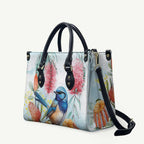 Splendid Fairy-wren Australia Leather Bag Aussie National Flowers - Watercolor Style - Aussie Hoodie