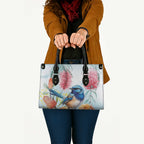 Splendid Fairy-wren Australia Leather Bag Aussie National Flowers - Watercolor Style - Aussie Hoodie