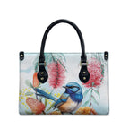 Splendid Fairy-wren Australia Leather Bag Aussie National Flowers - Watercolor Style - Aussie Hoodie