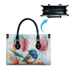Splendid Fairy-wren Australia Leather Bag Aussie National Flowers - Watercolor Style - Aussie Hoodie