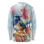 Splendid Fairy-wren Australia Long Sleeve Shirt Aussie National Flowers - Watercolor Style