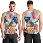 Splendid Fairy-wren Australia Men Tank Top Aussie National Flowers - Watercolor Style