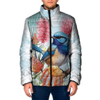 Splendid Fairy-wren Australia Padded Jacket Aussie National Flowers - Watercolor Style - Aussie Hoodie