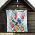 Splendid Fairy-wren Australia Quilt Aussie National Flowers - Watercolor Style