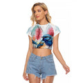 Splendid Fairy-wren Australia Raglan Cropped T Shirt Aussie National Flowers - Watercolor Style
