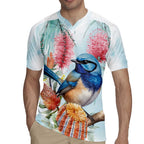 Splendid Fairy-wren Australia Rugby Jersey Aussie National Flowers - Watercolor Style