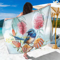 Splendid Fairy-wren Australia Sarong Aussie National Flowers - Watercolor Style