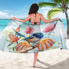 Splendid Fairy-wren Australia Sarong Aussie National Flowers - Watercolor Style