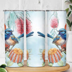 Splendid Fairy-wren Australia Skinny Tumbler Aussie National Flowers - Watercolor Style