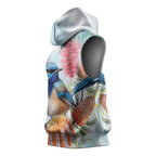 Splendid Fairy-wren Australia Sleeveless Hoodie Aussie National Flowers - Watercolor Style - Aussie Hoodie