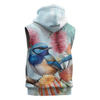 Splendid Fairy-wren Australia Sleeveless Zip Hoodie Aussie National Flowers - Watercolor Style LT14