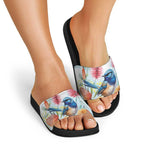 Splendid Fairy-wren Australia Slide Sandals Aussie National Flowers - Watercolor Style - Aussie Hoodie