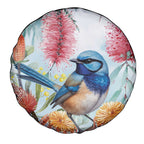 Splendid Fairy-wren Australia Spare Tire Cover Aussie National Flowers - Watercolor Style
