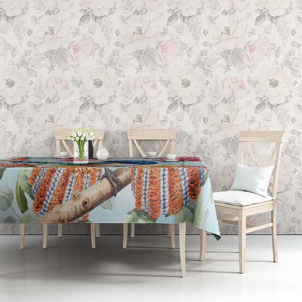 Splendid Fairy-wren Australia Tablecloth Aussie National Flowers - Watercolor Style