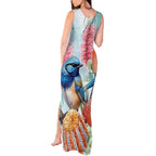 Splendid Fairy-wren Australia Tank Maxi Dress Aussie National Flowers - Watercolor Style