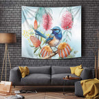 Splendid Fairy-wren Australia Tapestry Aussie National Flowers - Watercolor Style