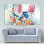 Splendid Fairy-wren Australia Tapestry Aussie National Flowers - Watercolor Style