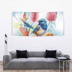 Splendid Fairy-wren Australia Tapestry Aussie National Flowers - Watercolor Style