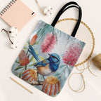 Splendid Fairy-wren Australia Tote Bag Aussie National Flowers - Watercolor Style - Aussie Hoodie