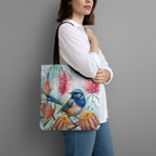 Splendid Fairy-wren Australia Tote Bag Aussie National Flowers - Watercolor Style - Aussie Hoodie
