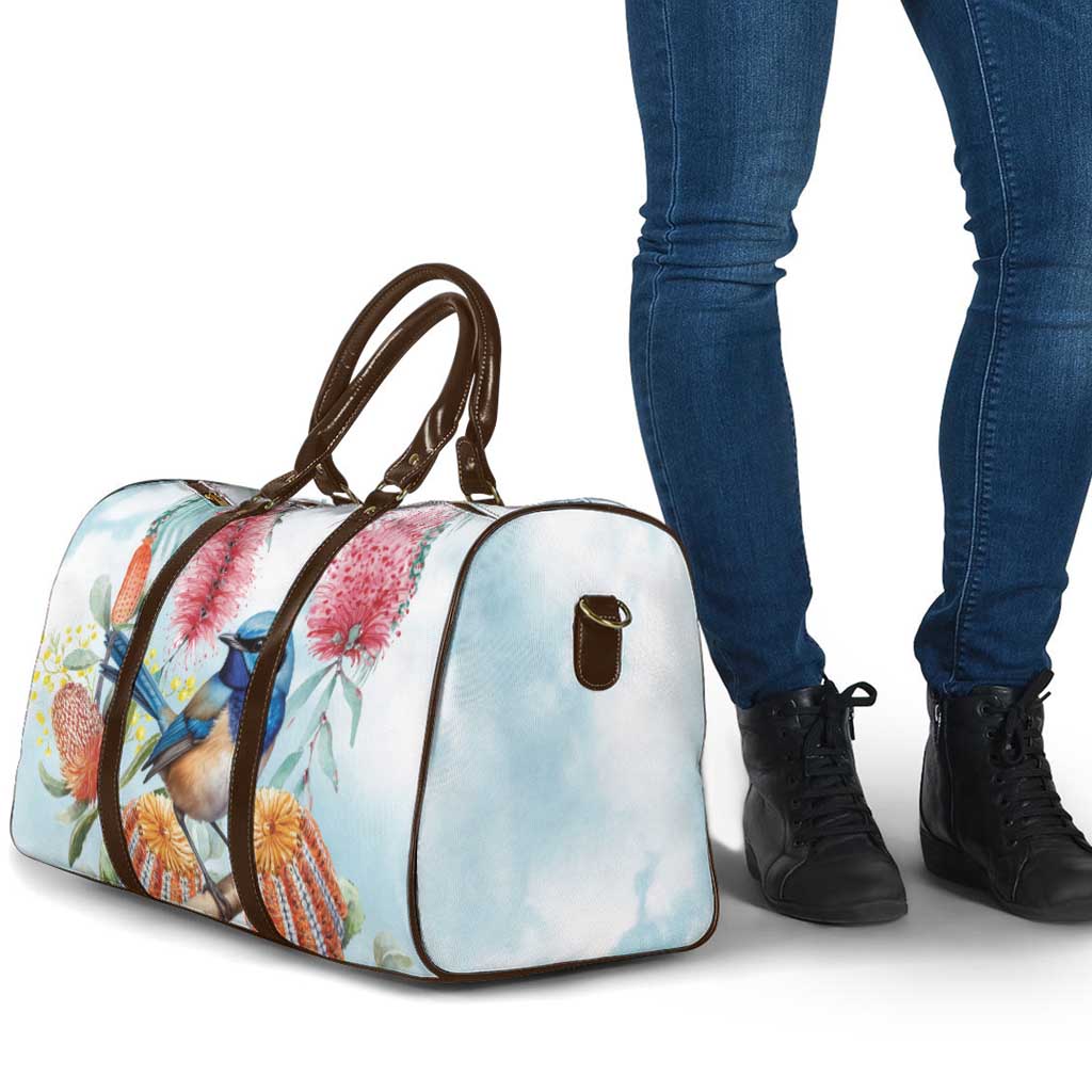 Splendid Fairy-wren Australia Travel Bag Aussie National Flowers - Watercolor Style - Aussie Hoodie