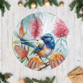 Splendid Fairy-wren Australia Tree Skirt Aussie National Flowers - Watercolor Style
