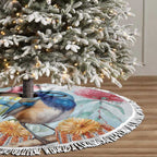 Splendid Fairy-wren Australia Tree Skirt Aussie National Flowers - Watercolor Style