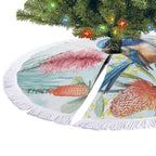 Splendid Fairy-wren Australia Tree Skirt Aussie National Flowers - Watercolor Style