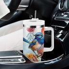 Splendid Fairy-wren Australia Tumbler With Handle Aussie National Flowers - Watercolor Style