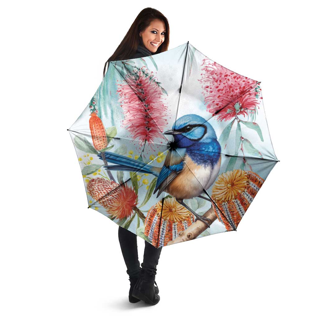 Splendid Fairy-wren Australia Umbrella Aussie National Flowers - Watercolor Style - Aussie Hoodie