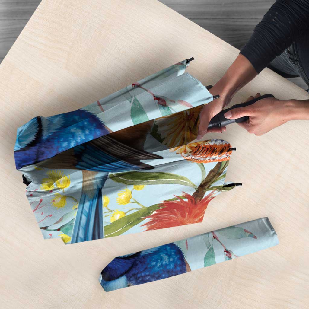 Splendid Fairy-wren Australia Umbrella Aussie National Flowers - Watercolor Style - Aussie Hoodie