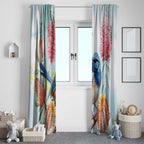 Splendid Fairy-wren Australia Window Curtain Aussie National Flowers - Watercolor Style