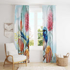 Splendid Fairy-wren Australia Window Curtain Aussie National Flowers - Watercolor Style