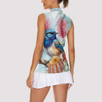 Splendid Fairy-wren Australia Women Sleeveless Polo Shirt Aussie National Flowers - Watercolor Style