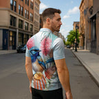 Splendid Fairy-wren Australia Zipper Polo Shirt Aussie National Flowers - Watercolor Style - Aussie Hoodie